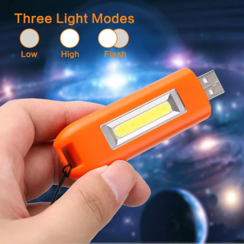 

LED Flashlight Light COB Mini Lamp Key Chain Ring Keychain USB Charging Lamp Torch Keyring