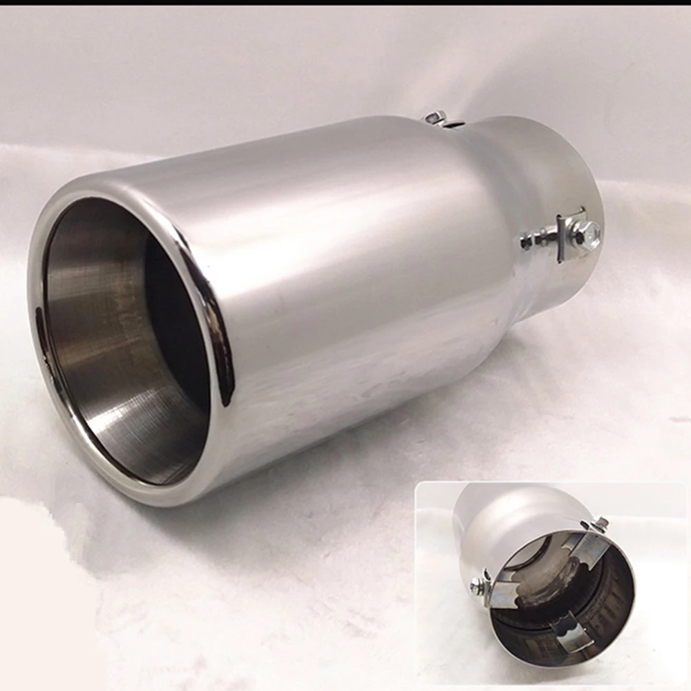 

1pcs 76MM Autonly Exhaust Muffler Tip Stainless Steel Silver Exhause Rear Tail Throat Liner For Toyota Mark X