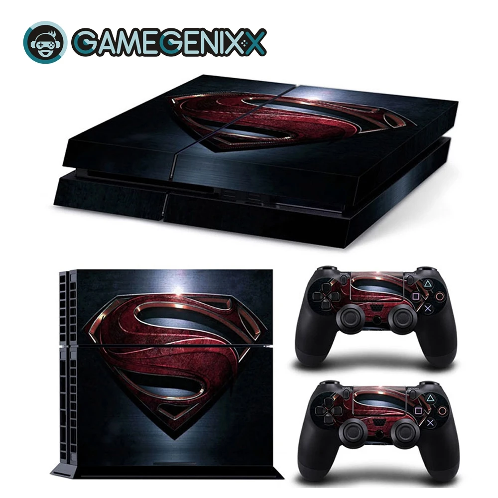 Наклейка на кожу GAMEGENIXX Виниловая наклейка для консоли PS4 и 2 контроллера-Супермен