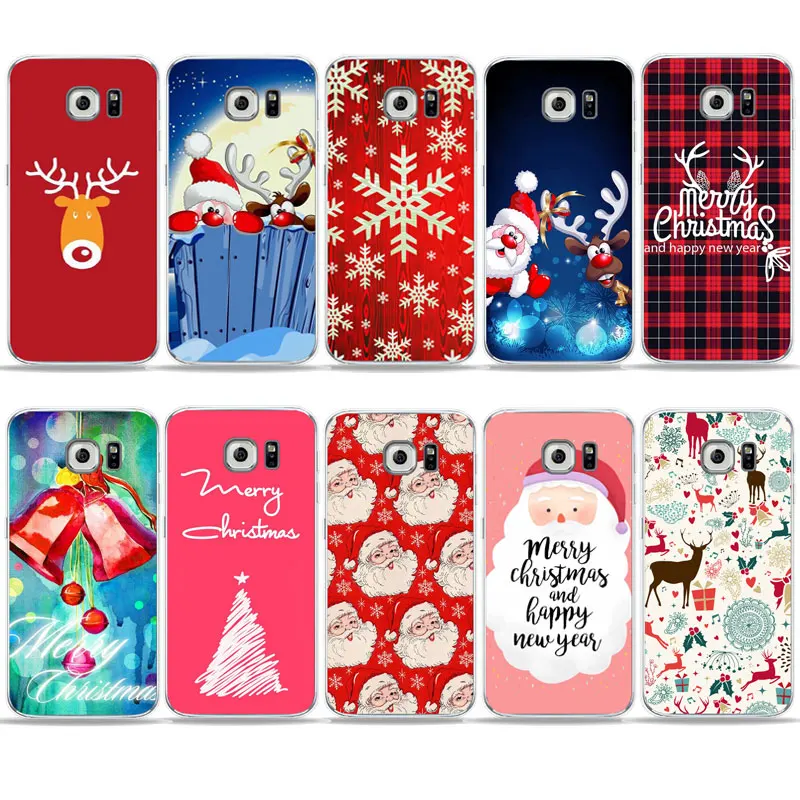 

2019 new year Christmas Santa Claus Elk lovers snowman Phone Case For Samsung S7 edge S6 S8 S9 A6 Plus J1 Soft TPU Silicone case