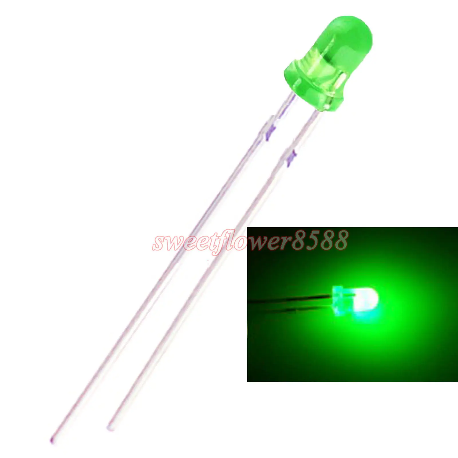 100PCS 3mm Pure Green DIFFUSED LED LEDs Bulb Lamp Light Free Shipping