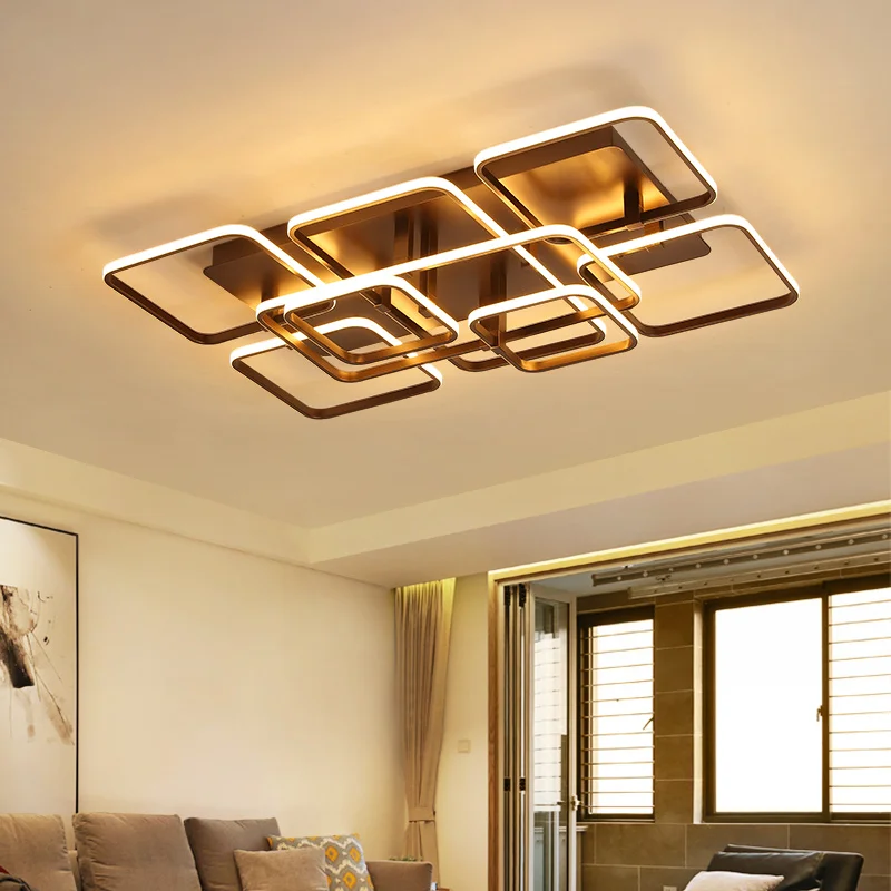 

Brown Finished Modern Led Ceiling Lights For Living Room Bedroom Plafon Inddor Home Lighting Ceiling Lamp Home Lighting Fixtures