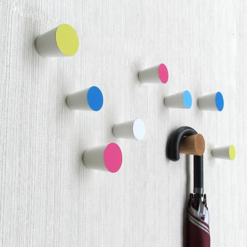 

New Creative Wood Hook Modern Pure Solid Wood Hook Color Coat Hat Hook Wall Decoration Child Clothes Bag Home decoration