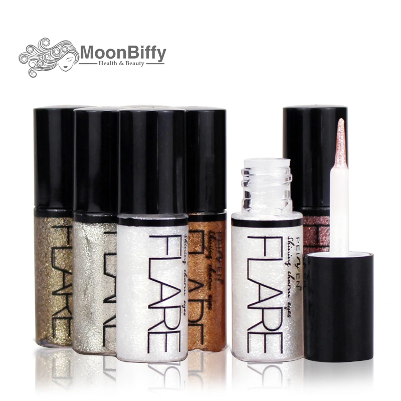 

MOONBIFFY Professional New Shiny Eye Liners Cosmetics for Women Pigment Silver Rose Gold Color Liquid Glitter Eyeliner