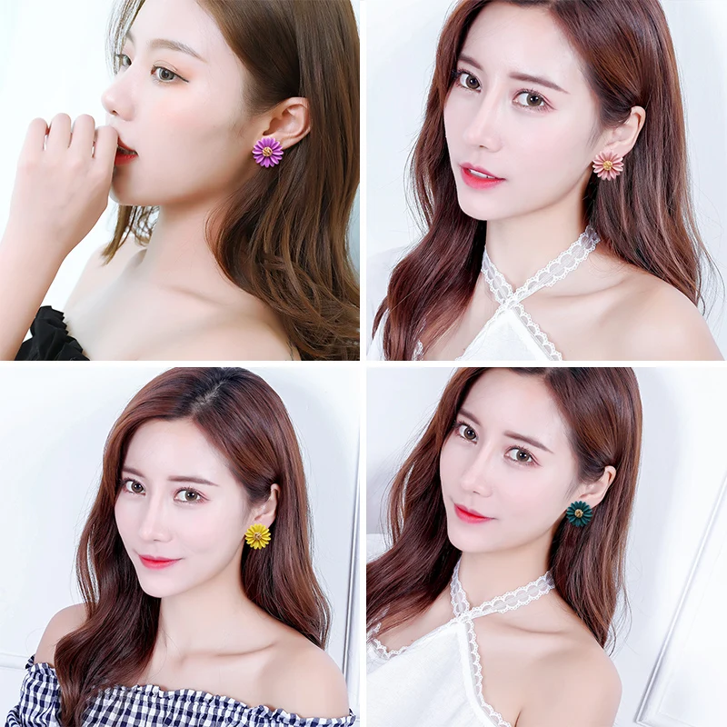 EK590 Новая мода женские милые аэрозольные металлические цветочные серьги-гвоздики для женщин корейские ювелирные изделия детские подарочные серьги для девочек