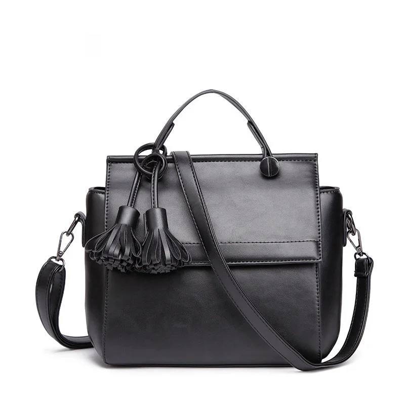Burnished Leather font b Handbag b font Ladies New Fringes Black Grey Pink Hand Bag Designer