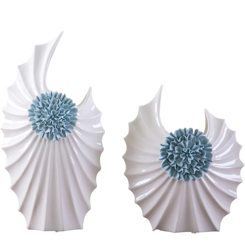 

ceramic blue flowers concise abstract art flower vase pot home decor crafts room decorations handicraft porcelain figurines gift