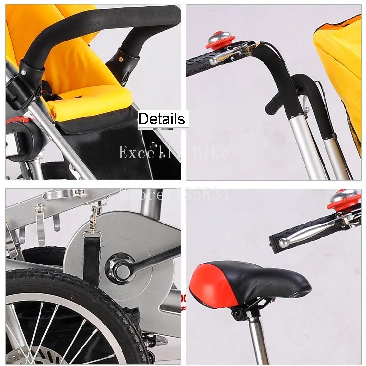 Flash Deal Execelli Folding Mother Bicycle 2 Baby Seats 3 in 1 Mother Bike Baby Strollers Double Seats+ 2 Rain Cover Convertible Pushchair 16