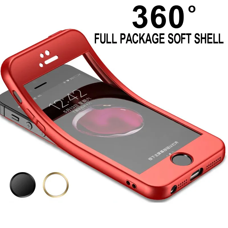 

360 Full body Phone Case For iphone 5s 6s 5 6 7 8 plus x Soft Silicone Cover On for iPhone 8 7 Plus X 6 Plus Luxury funda cases