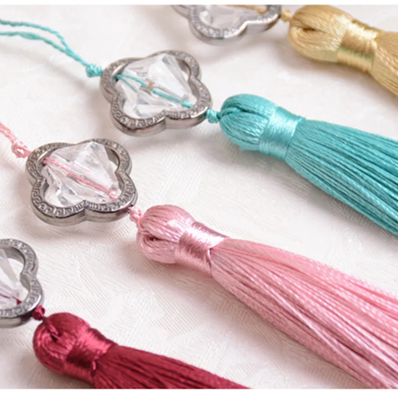 

QGVLish 10Pcs Crystal Cord Small Tassel Fringe Curtain Accessories DIY Valance Stage Cushion Sofa Key Tassels Tie Back Decor