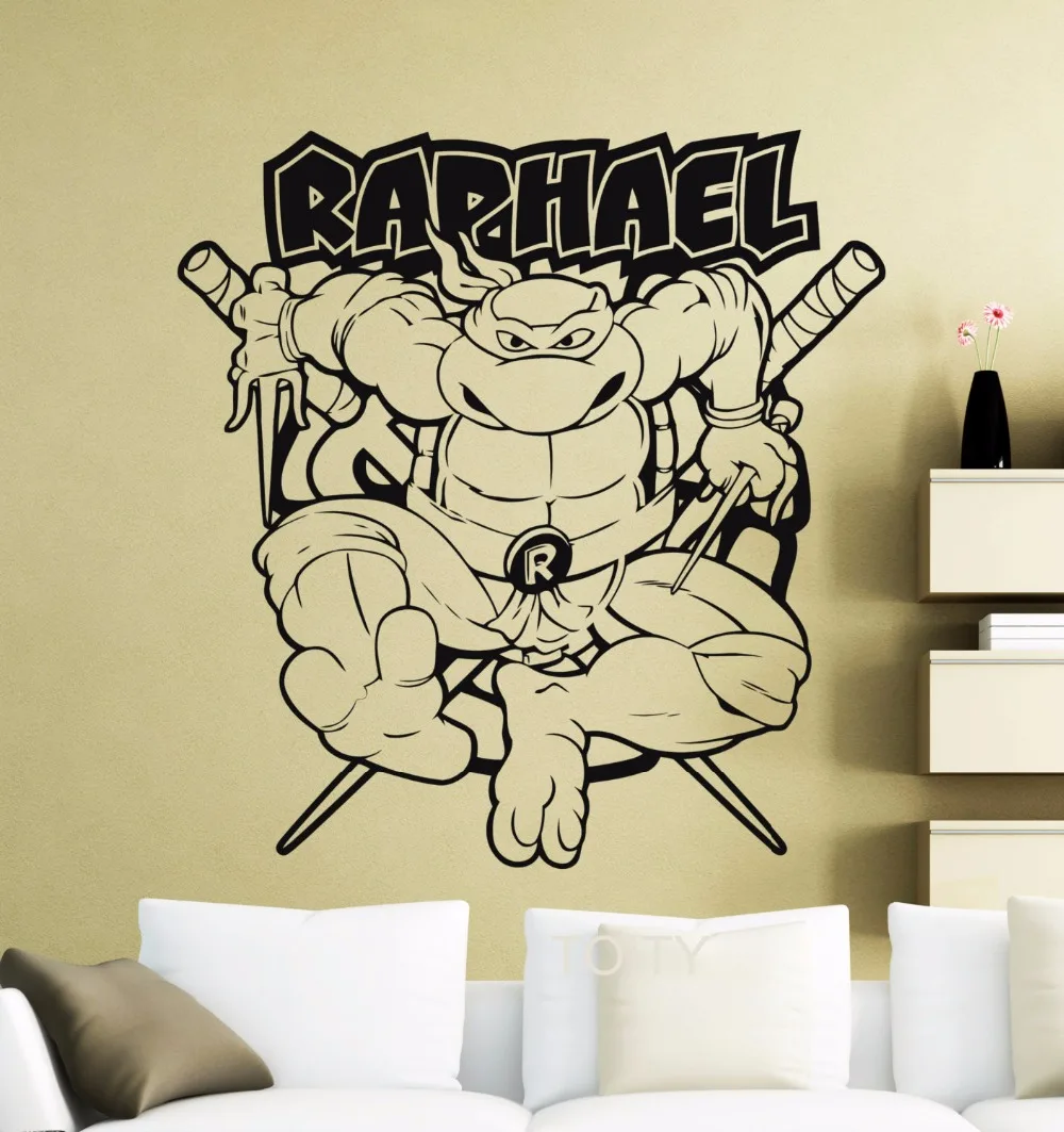 buy Raphael Wall Sticker Turtles Mutant Ninja Vinyl Decal Home Interior Decoration Retro Cartoon Poster Nursery Kids Bedroom Mural