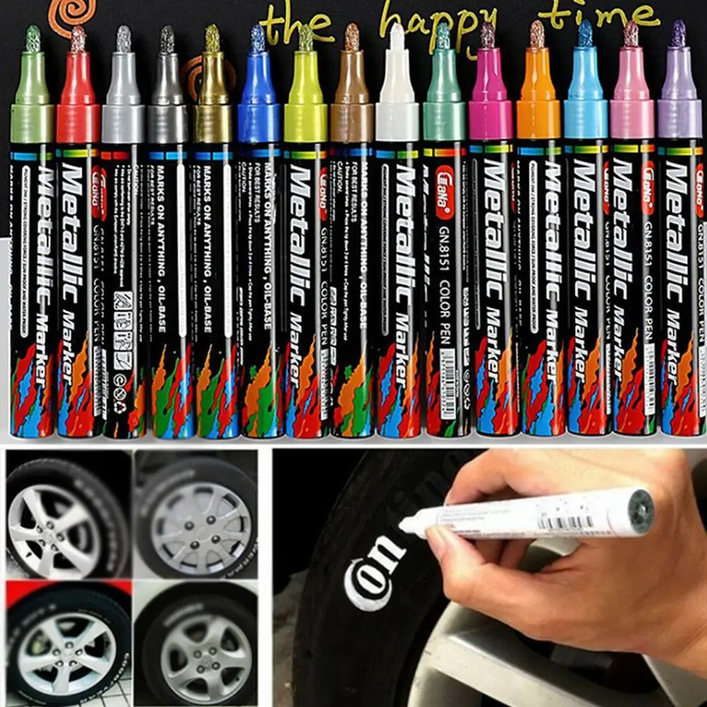 Permanent Tyre Paint Pen Car Motorcycle Bike Creative Marker Colourful Waterproof Oil Pen Rubber/Metal/Glass/Wood Tyre Paint