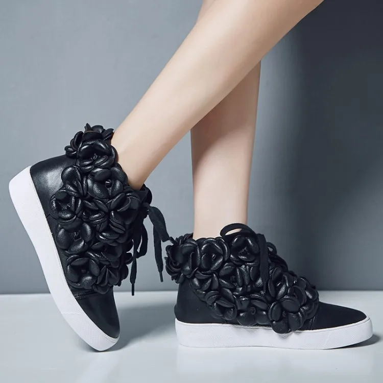 Leder chel Ankunft Flache {zorssar} Brandneue Schnee Wohnungen Mode Blumen Damen Echtes BeigeSchwarz Frauen Stiefel Kn Winterschuhe MzpSUV