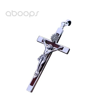 

Vintage Big 925 Sterling Silver Jesus Christ Crucifix Cross Pendant with Sandalwood for Men Women Free Shipping