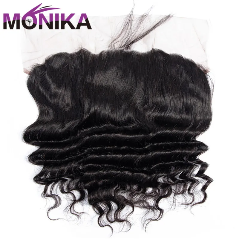Monika Hair 13x4 Pre Plucked Lace Frontal Closure Brazilian Loose Deep Wave Frontal Non Remy Human Hair Closure Free/Middle Part Monika Hair 13x4 Pre Plucked Lace Frontal Closure Brazilian Loose Deep Wave Frontal Non Remy Human Hair Closure Free/Middle Part