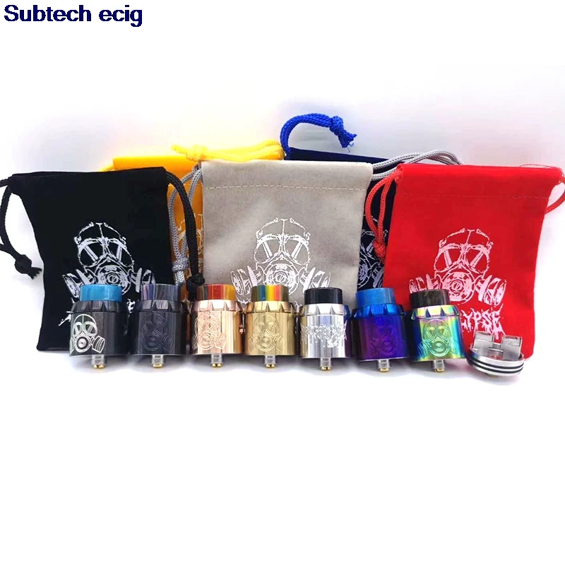 

New Apocalypse 24 RDA Atomizer with Resin Drip Tips 24mm PEEK Insulators Deep Juice well Fit 510 E Cigarette Free shipping