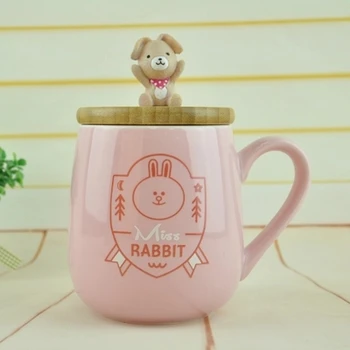 

Take cover with spoon Mug cartoon stereo adorable ceramic coffee cup