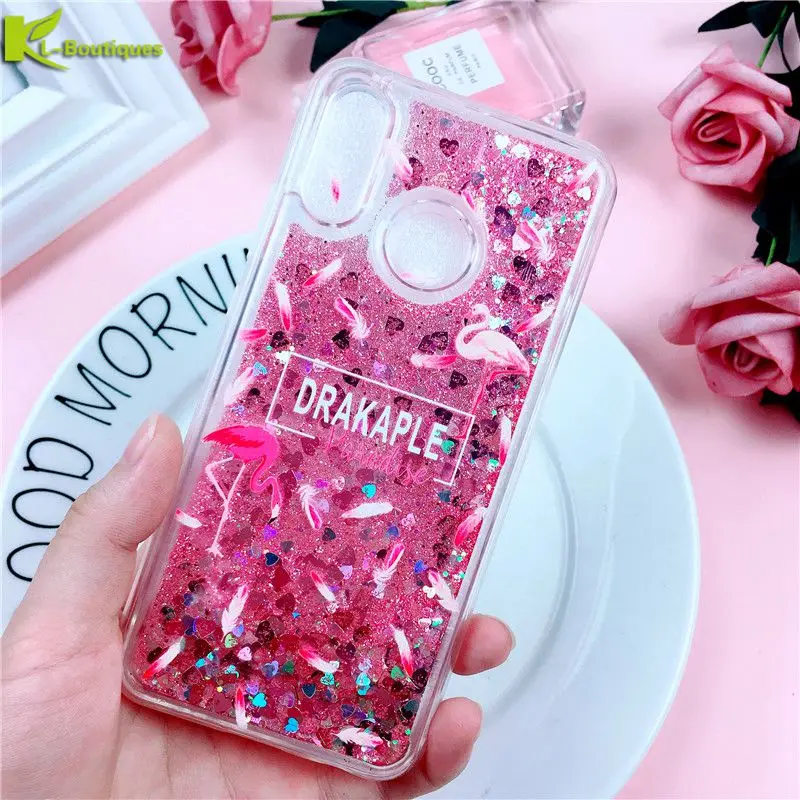 

nova 3i Case on For Coque Huawei Nova 3i Cases Glitter Liquid Flamingo Soft Silicone Cover For HUAWEI Nova3i Nova 3 Nova 3e Capa