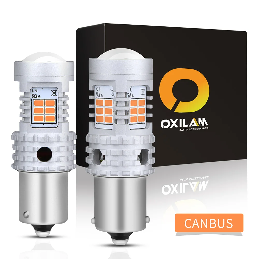 OXILAM P21W светодиодный Canbus Error Free Поворотная сигнальная лампа 1156 BA15S BAU15S 7440 светодиодный лампы нет Hyper Flash огни автомобиля 2200 к Янтарный 12V