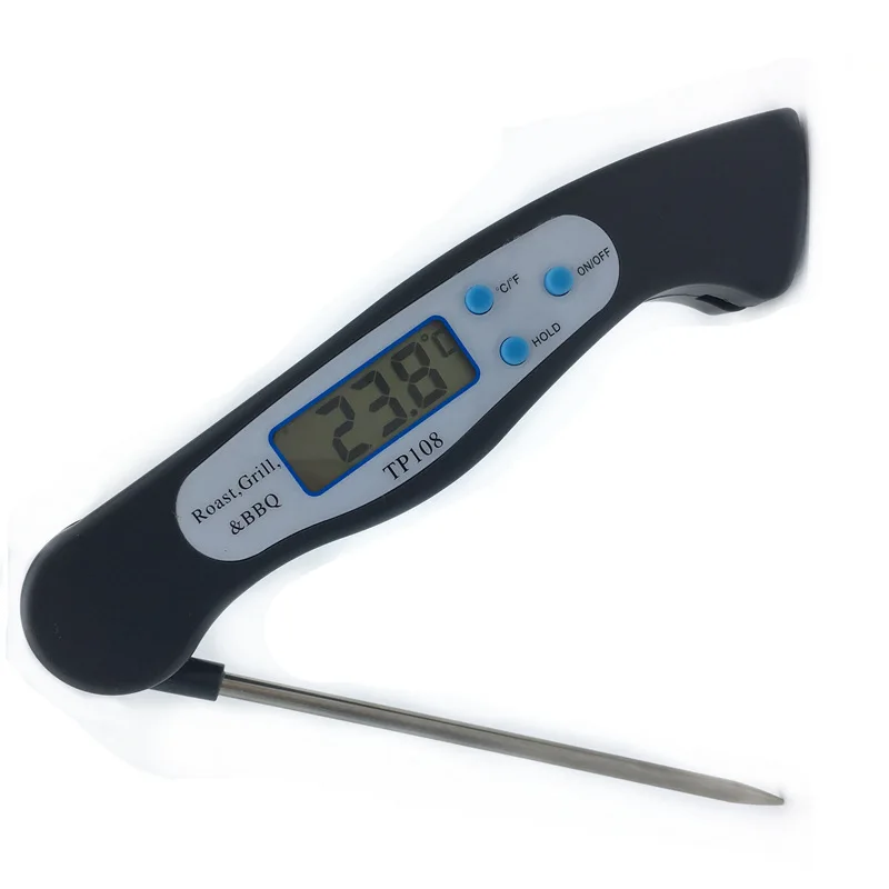 Складной термометр для еды, запрограммированный цифровой кухонный инструмент для приготовления пищи, барбекю, вилка для мяса, барбекю, датчик температуры типа TP108