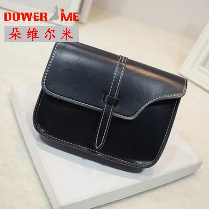 

2017 new black fashion handbags high oil skin women bag shoulder bag leisure ladies belt buckle Ms. England small square Bag