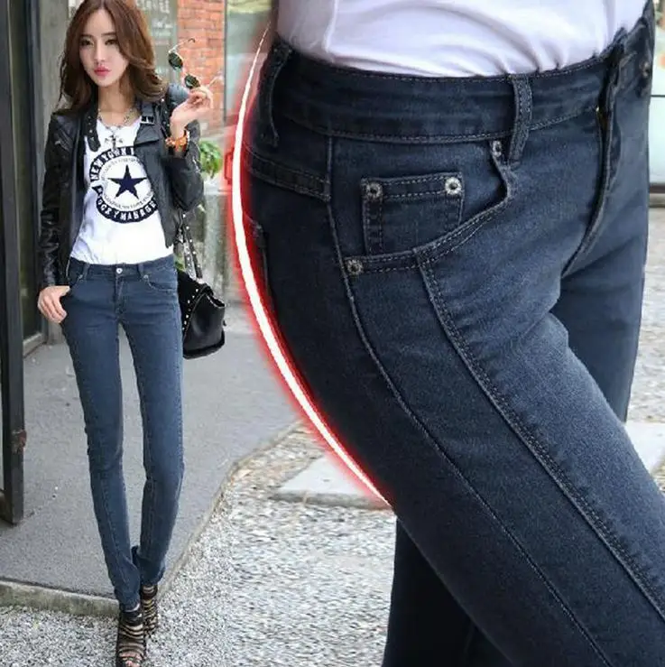 

High Quality 2017 Spring Spring Autumn Denim Trousers Feet Elastic Jeans Female Fashion Skinny Designer Lady Casual Pencil Pants
