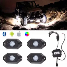 4 х rgb led свет рок комплект Multi-Color с Bluetooth Управление и телефон Управление и музыки режим и мигает и автоматической Управление