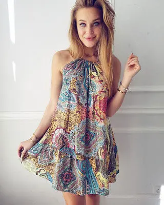 

Women Sexy Summer Bandage Bodycon Floral Beach Dress Women Holiday Mini Playsuit Ladies Summer Dresses Beachwear One Piece