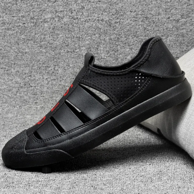 

2019 summer new men's baotou sandals trend one foot lazy mesh hole breathable beach sandals men's shoes men sandals