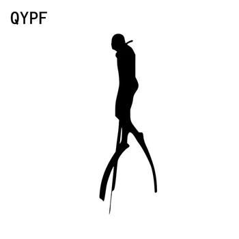 

QYPF 4.8cm*15cm Creative Diving Vinyl Decal Funny Car Stickers Window Black Silver S2-0520