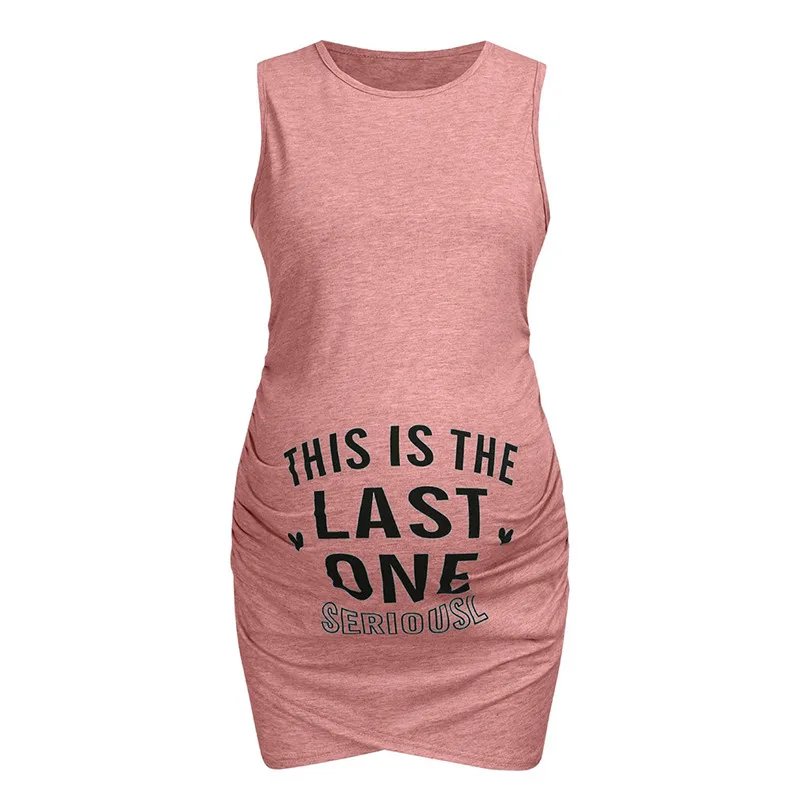 Maternity clothes summer 2019  new  Women Maternity Summer Sleeveless Letter Print Casual Sundress Pregnancy Dress  (11)