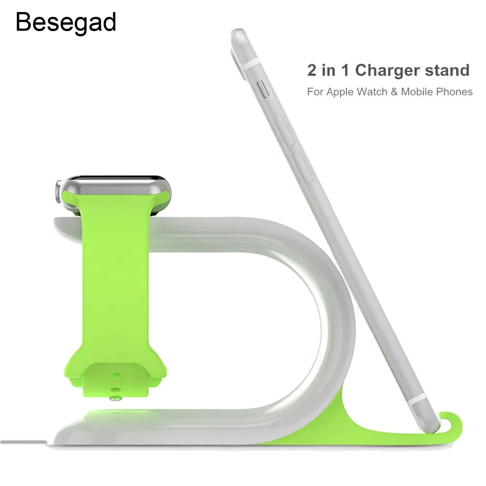 

Besegad Display Stand Watch Charging Dock Holder Station for Apple Watch 1 2 3 4 iWatch iPhone 5 5S 6 6S 7 8 Plus X 10 Gadget