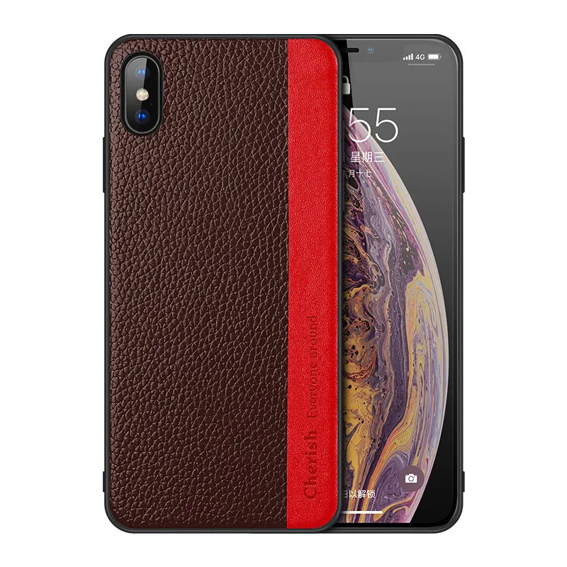 

For iPhone 7 8 Plus Case Luxury Genuine Leather For iPhone X XS Max Case TPU Edge PC Back Spliced Cover For iPhone XR 7 8 X Case