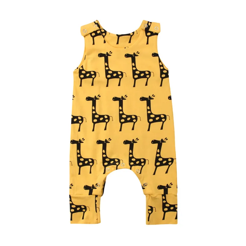 Brand New Cartoon Giraffe Newborn Baby Boy Girl Cotton Romper Jumpsuit Outfits Clothes 0-24M