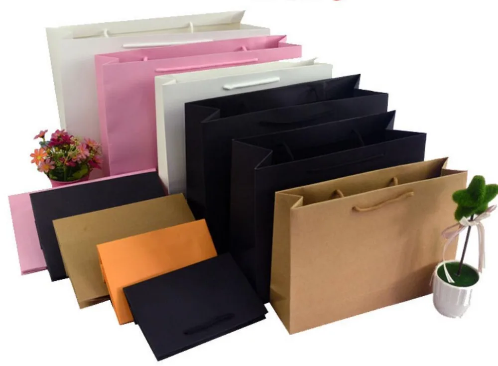 

Wholesale 500pcs/lot Custom Company Logo Many Sizes to Choose Black paper bags/shopping bags/clothes/jewellery bags for ads