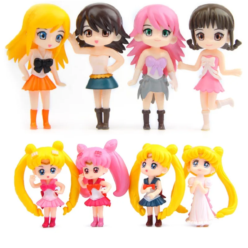 

8 Style DIY Sailor Moon Anime Action Figure Princess Serenity Queen Chibimoon cute kawaii mini Micro Landscape Decoration Doll