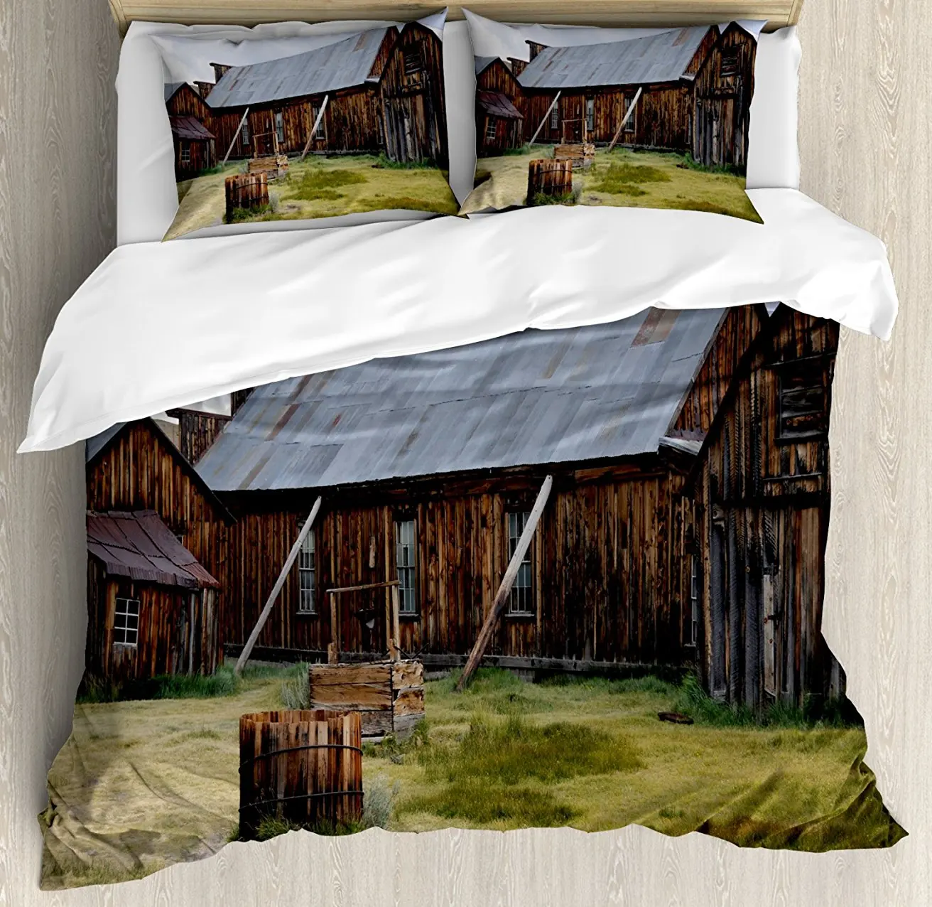 

United States Duvet Cover Set , California Old Barn of A Country House American Rural View, 4 Piece Bedding Set