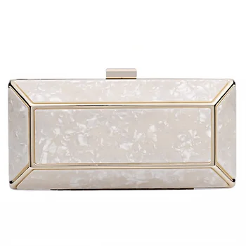 

New Sweet Lady Ice Crack Acrylic Dinner Bag Personality Single Shoulder Slung Chain Box Bag