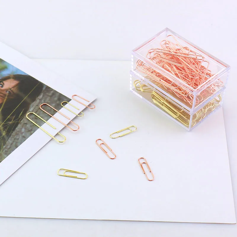 Пачка розовое золото Модный зажим для бумаги металлические скрепки фото зажим скрепки для бумаг декоративный подарок стационарные канцелярские товары H0089