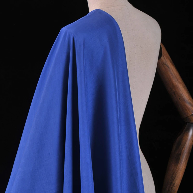 

114CM Wide 18MM Blue Silver Silk Doupion Fabric for Summer Dress Shirt Jacket J187