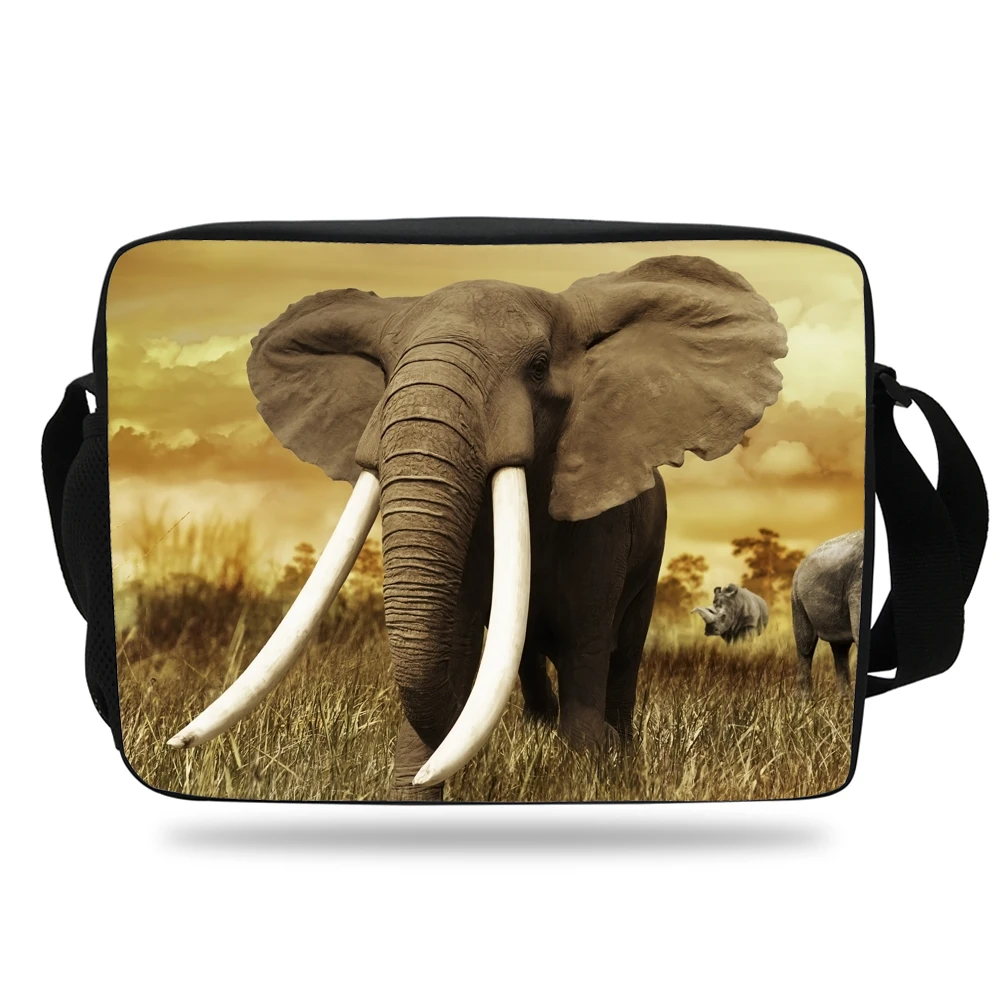 Elephant Painting Messenger Bags Colorful Animals Elephant Shoulder Bag