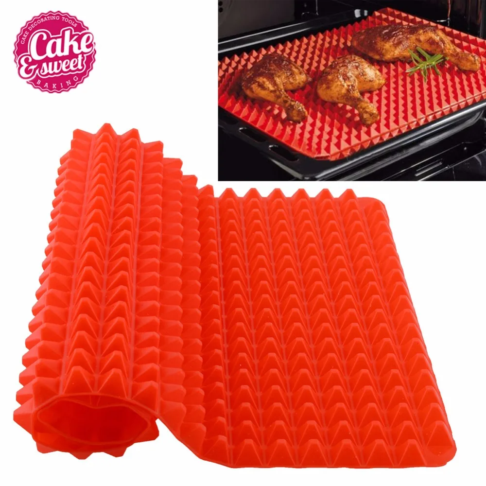

Red Pyramid Pan 40.5cm*29cm Nonstick Silicone Baking Mat Mould Cooking Mat Oven Baking Tray 1pc Hot Sale