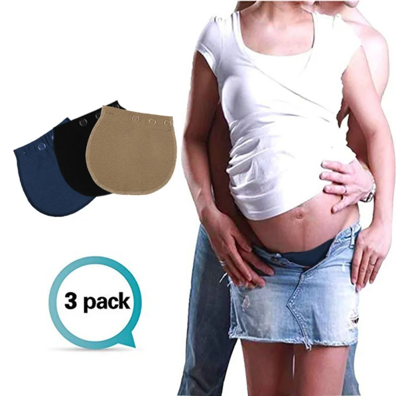 

3PCS Button Maternity Waistband Elastic Extender Soft Pants Belt Adjustable Extension Buckle Button For Pregnant Women