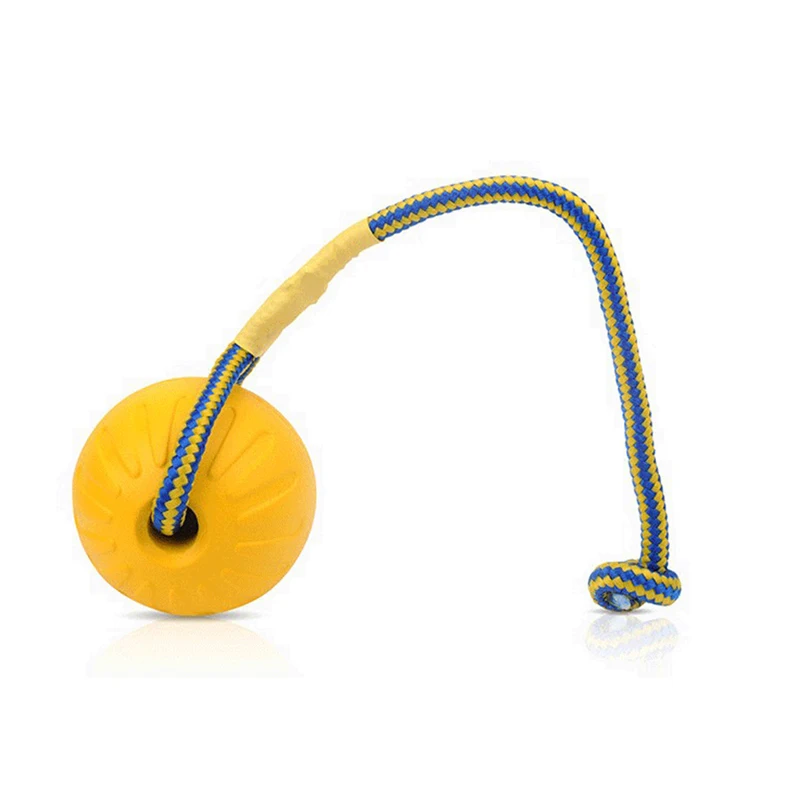 Teeth Indestructible Bite Rubber Puppy Funny Training Ball Chew Toys Play Fetch Solid With Carrier Rope Pet Dog