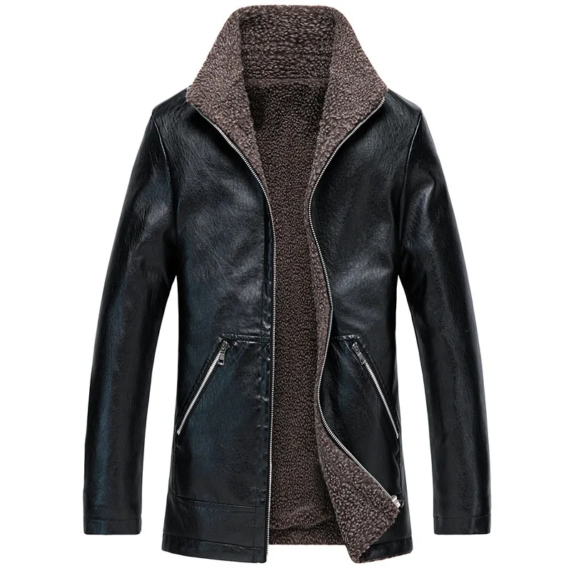 Mens Autumn Winter Fur Coats Leather Jackets Faux Leather Blazers Windbreaker Tops Casual Overcoat Plus Size 5XL 6XL 7XL 8XL