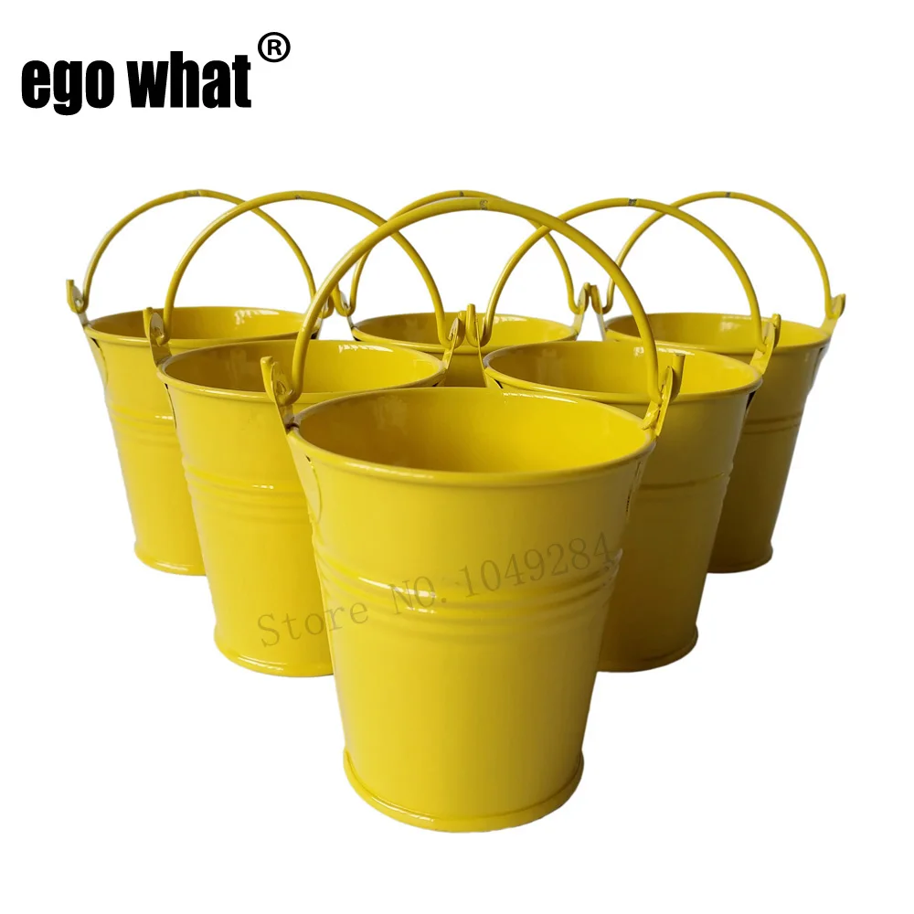 100pcs/lot cheap D7*H7CM yellow mini pails wedding favors small Metal