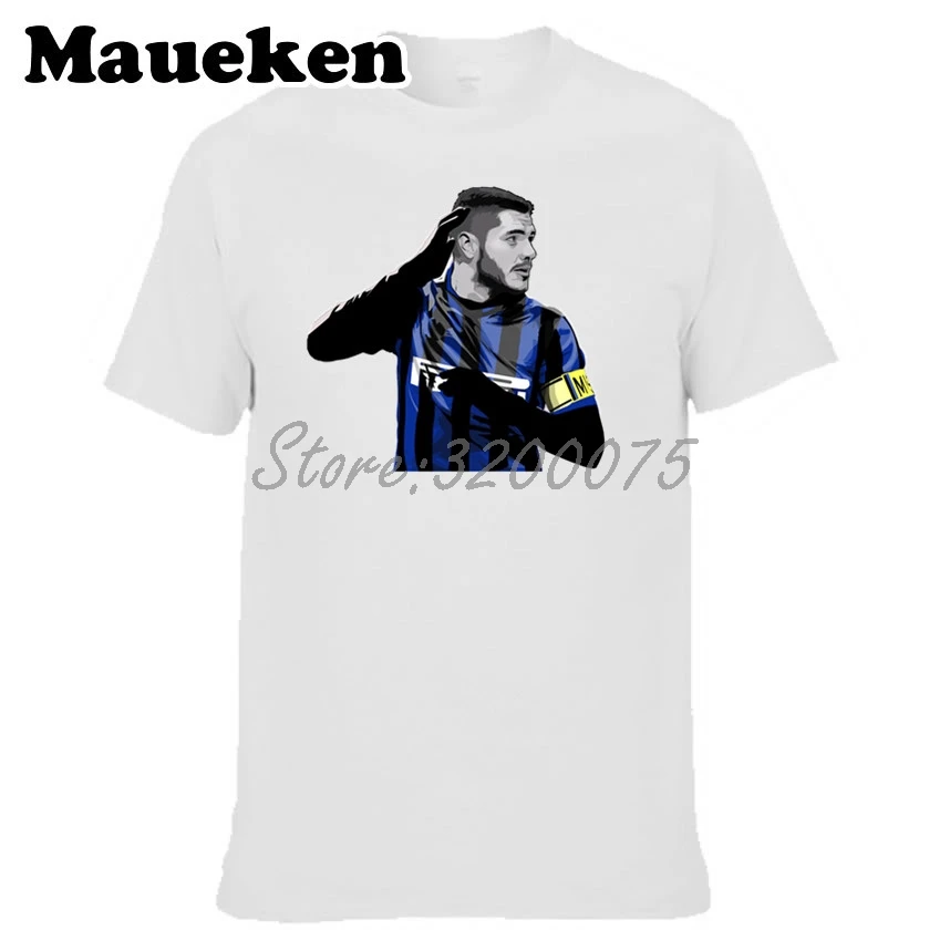 Мужская итальянская футболка 9 Mauro Icardi Captain для фанатов подарок с круглым вырезом