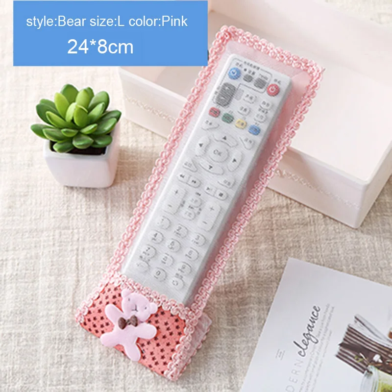 L Bear Pink Кружевной чехол-Пыльник с изображением медведя для телевизора и кондиционера на пульте дистанционного управления - Цвет: L Bear Pink