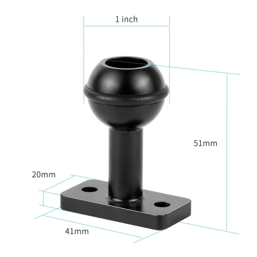 

1 inch Ball Head Mount Adapter with M5 Screw Holes for Diving Sports DSLR Camera Bracket Tripod Clip Adapters CNC Aluminum Alloy