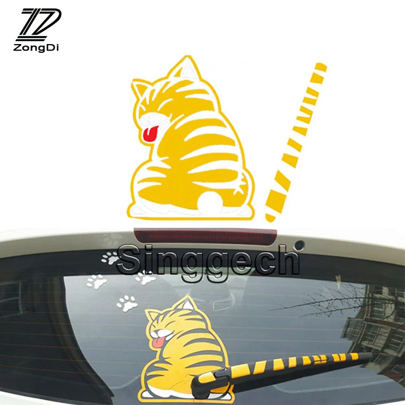

ZD Car Styling Rear Window Wiper Decals Cat Stickers For Audi A3 A1 Q3 Q5 Q7 BMW F20 E81 E87 X5 E53 E70 X1 X3 X6 E71 Accessories